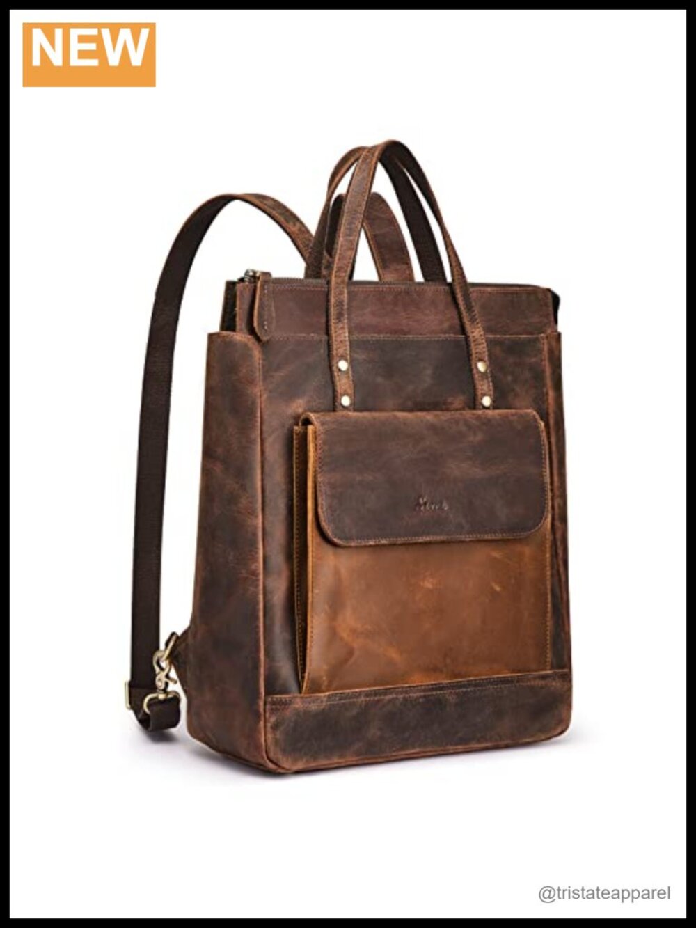 Genuine Leather Backpack Purse Laptop Travel Rucksack Handbag
